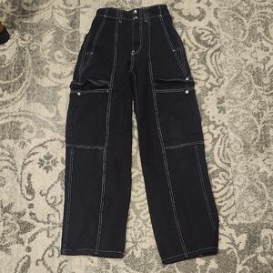 Urban Outfitters Black Pants with White Stitching